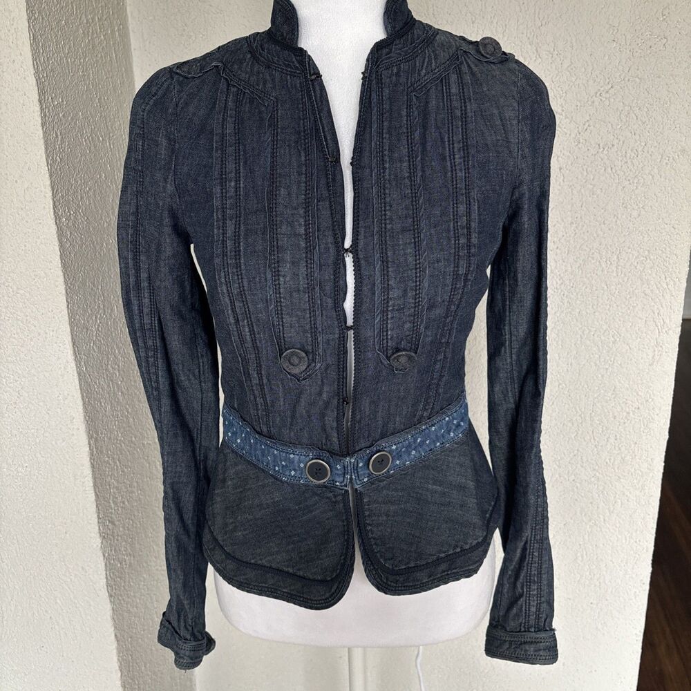 Anthropologie Elevenses  Light Academia Boho Hippie Indie Jean Blazer Size 0